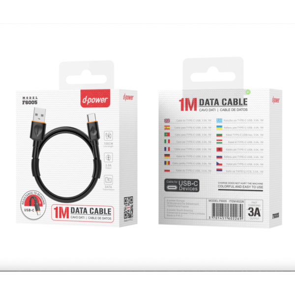Cable F6005 Black Type-c 1M