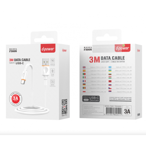 Cable F3005 White Type-C 3M