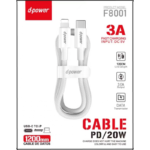Câble Type C vers light 1.2m Nylon Tressé- Blanc