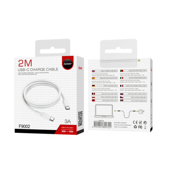 Câble Type C vers Type C 2m - Blanc