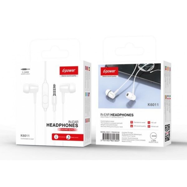 Ecouteurs jack avec micro blanc