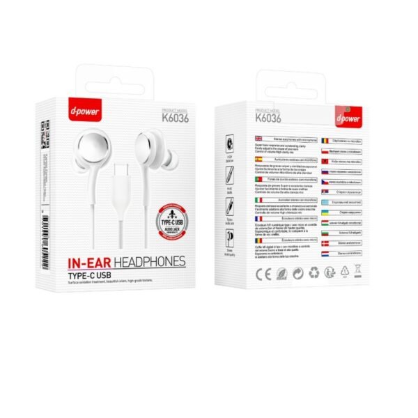 Ecouteurs K6036 Type-C BLANC