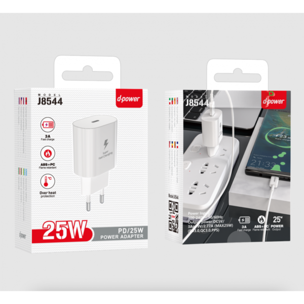 J8544 Prise Type-C 25W PD BLANC