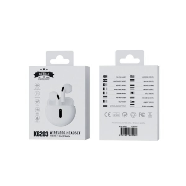 Headphone wireless K6203 Blanc