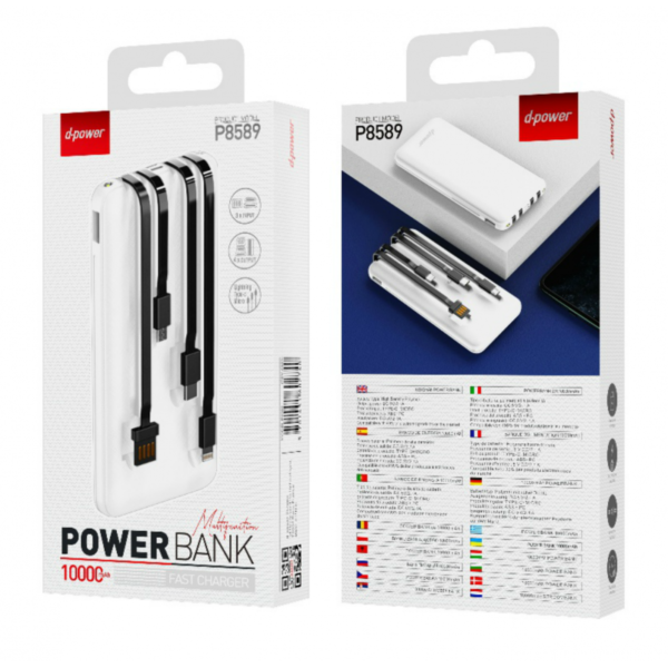 Powerbank P8589 avec Cable White 10000mAh