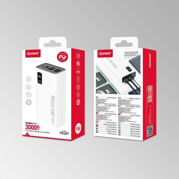 Powerbank P8287 30000 mAh Blanc PD 22.5W