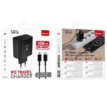 J8545 Prise PD 45W + Cable Type-C vers Type-C Noir Chargeur Complet