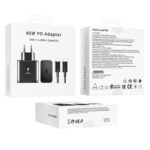 J8545 Prise PD 45W + Cable Type-C vers Type-C Noir Chargeur Complet - Image 2