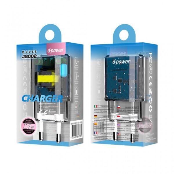 Prise secteur usb 2.1 A transparent Fast Charge
