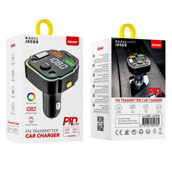 J8509 Car Charger USB + C FM